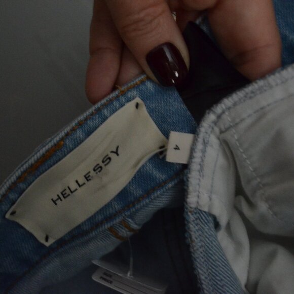 NWOT Sz 4 Hellessy Patchwork Embelished Distressed Slim-Leg Ankle Jeans - Picture 6 of 6